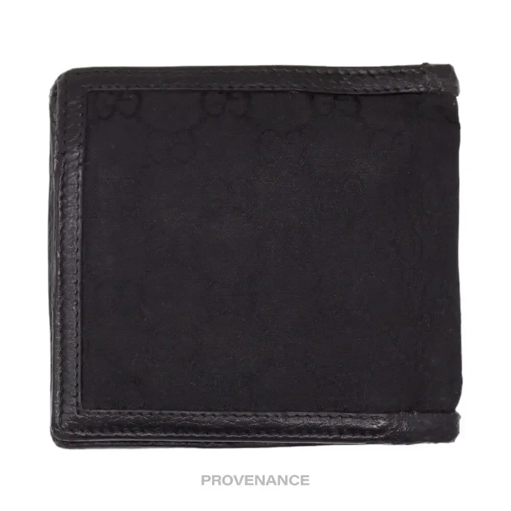 🔴 Gucci Bifold Wallet with Web - Black Leather